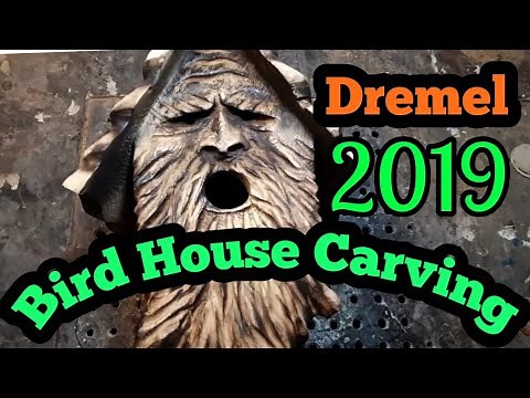CARVE A SPIRIT BIRD HOUSE, Step by step how to carve a wood spirit bird house, AKA NEST BOX, DREMEL