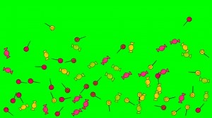 Sweets Candies Lollipops Flying Green Screen Chroma Key Background Screensaver