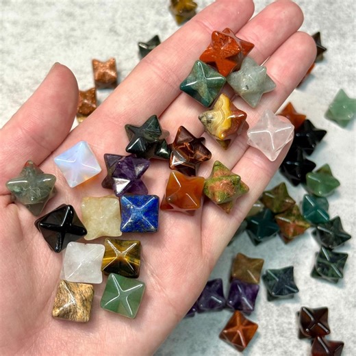 Hand Carved 12mm Gemstone Merkaba Star - Natural Crystal Merkabah Sacred Geometry - Etsy