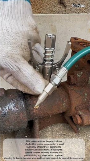 Once locked on, allowing you to use both hands to operate the grease gun.