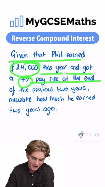 Reverse Compound Interest #gcsemaths #gcsemathsrevision #gcse #gcserevision #foryou #fyp #compoundinterest