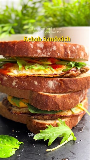 Kebab Sandwich The most delicious and comforting snack. Add whatever you want. So my kind of sandwich has some delicious layers. First shami kebabs, then tomato sauce, then fried egg, then chilli sauce, then salad leaves. Oh so so delicious. This is my husbands lunch for most of the days. Keep following @the_comfort_food 💕 #sandwichspecial #kebabsandwich #foodexpert #foodblogger #adelaideblogger