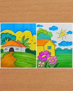 102K views · 2.7K reactions | Easy and simple scenery drawing ideas for kids | Drawing Book | Facebook