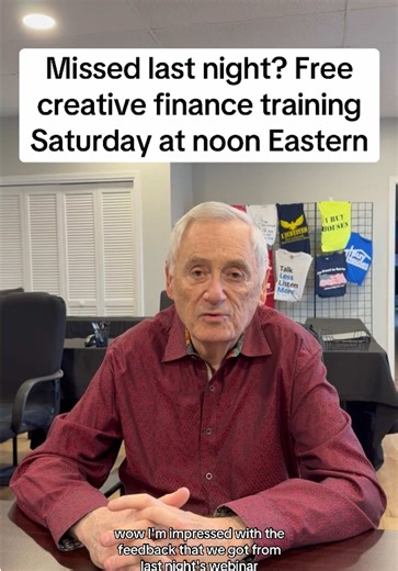 The feedback from last night’s training was powerful. People are already taking action, and I can see lives about to change. If you missed it, I’m giving you one more chance. Saturday at noon Eastern. Free live creative finance training. Bring your questions. Link in bio to register now. 🔗 #RealEstate #CreativeFinance #LiveTraining #investing101