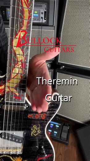 The Black Dragon Suit Guitar Demo. 🐲 Here’s a small sample of the crazy sounds that this Jimmy Page inspired guitar can produce with its integrated Theremin – the entire neck is an antenna! 🎸🐉 Equipped with @Mojotone Musical Supply ‘52 T-Clone pickups and a Halon ashtray bridge. #dragon #jimmypage #ledzeppelin #theremin #bullockguitars