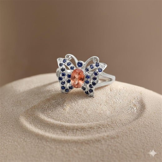 Sapphire Butterfly Ring, 925 Sterling Silver, Whimsical Animal Jewelry - Etsy