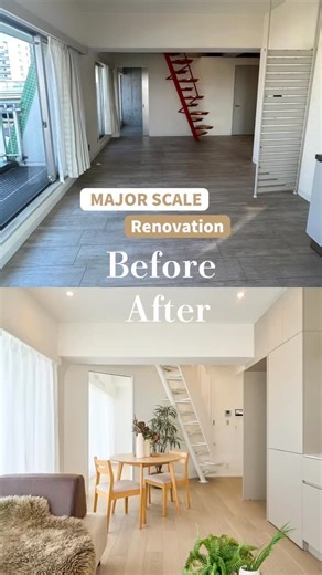 【公式】MAJOR SCALE株式会社 on Instagram: ". 🏠理想の住まい探し、ここで完結 @major_scale.official ◆ ーMajor Scale Renovationー 🎬Before After 人気エリア“三軒茶屋”の専用屋上付き物件︎︎☁ グレートーンと白でまとめた、 ミニマルで洗練されたお部屋🛋 グレージュのキッチンは ラインを揃えてノイズをなくした設計にしています🍳 寝室 ⇔ WIC ⇔ 廊下をつなぐ回遊動線で 生活のしやすさを極めたこだわった間取りです🛌✨ ✔角部屋・最上階（5階部分） ✔使い勝手の良い2ＬＤＫ・ＷＴＣ付 ✔宅配ボックス・オートロック完備 ✔管理体制良好・共用部大規模修繕工事済 ✔大通りから1本入った静かな環境 ✔2匹までペット飼育可（規約有） ◆ 不動産購入・リノベのご相談はDMまで📨 #myhome #マイホーム #マイホーム記録 #リノベ事例 #リノベーション物件 #オーダーリノベーション #ホテルライクな家 #中古マンション #中古マンションリノベーション"