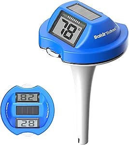 BaldrTherm Floating Pool Thermometer Digital, Swimming Pool Thermometer Solar, High Precision Anti-Fogging with Double-Sided Display Screen for Aquarium, Spa, Hot Spring, Ponds (Blue)