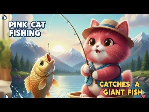 Hungry Pink Cat: Time to Go Fishing! #cat #kitten #aiandcats
