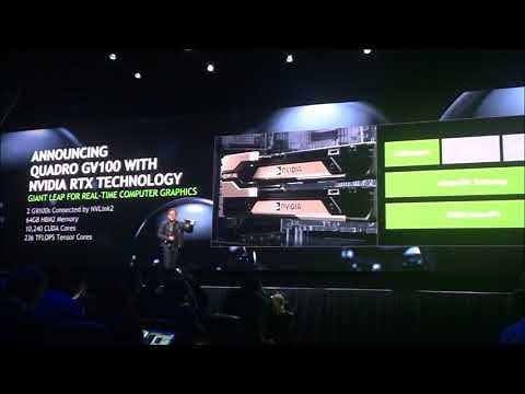 A summary of the Quadro GV100 workstation GPU by NVIDIA's CEO