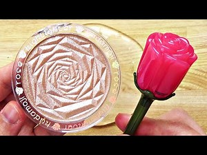 Slime Coloring with Rose Makeup! Mixing Rose Lip Gloss & Rose Bronze Highlighter into Clear Slime!