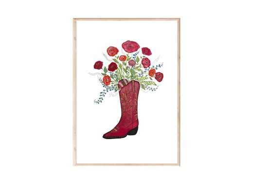 Cowgirl Boots Flower Print: Western Kids Room Art (digital Download) - Etsy