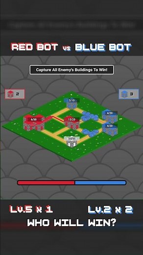 Who will win? One Lv.5 Building vs Lv.2 Buildings | AI Auto Battle