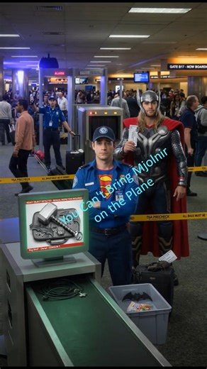 Superman as TSA Officer Stops Thor at Airport Security! 😂#funny