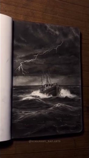 Drawing a ship on the sea #art#drawing#sketch#hyperealistic