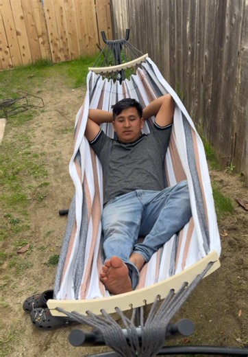 Hamaca con Soportes de Acero: Ideal para Relajarse