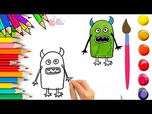 How To Draw cute Monster Drawing, Painting & Coloring For Kids and Toddlers_ Child Art🌈🎨