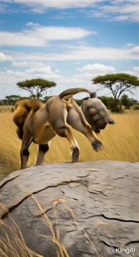 Tortoise LOCKS Onto Lion’s Tail… and He Outsmarts The King #wildlife #nature #animal