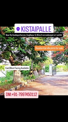 HMDA & RERA Approved Villa #Plots in #Gaddapotharam | Near #Mallampet & Gagillapur DM:+91-7997450112