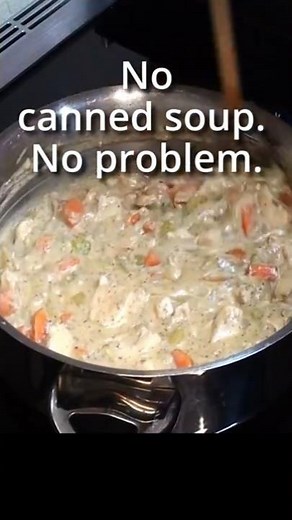 The Secret to Creamy Chicken & Biscuits No Canned Soup!