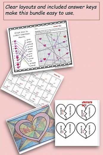 Valentine’s Day Math Mini Bundle | Equations, Graphing & Laws of Exponents (Grades 6–8)
