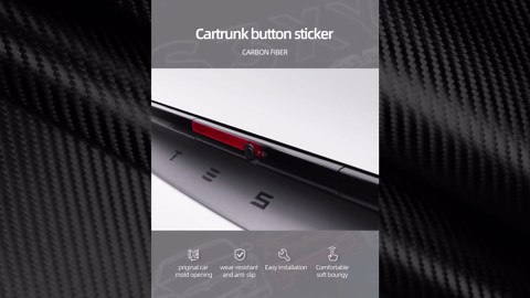 BETTERHUMZ Rear Camera Car Rear Trunk Switch Sticker for Tesla Model Y Juniper 2025 2026 Performance Carbon Fiber Close Button Cover Interior Trim Tuning Accessories (Black)