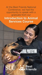 📢 Kickstart your career in animal services! Our 7-week online Introduction to Animal Services course starts May 12! 🐾 Whether you're new to the field or an experienced professional, this course provides essential lifesaving knowledge on animal services and its rich history. At the Best Friends National Conference, we caught up with a graduate who shared her experience and the impact this course had on her journey! Take the next step in your journey. Learn more and apply today at 🔗bfas.org/Int