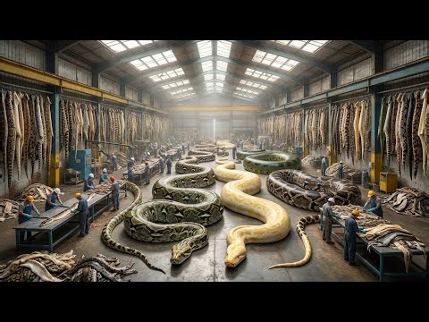"Inside The Snake Factory: Millions of Pythons Raised for Their Skin | Full Process 🐍"