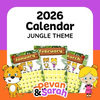 2026 Jungle-Themed Printable Calendar Posters | FREE Yearly Updates!