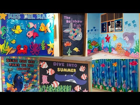 Preschool decoration ideas/Classroom wall painting decoration/Sea Bulletin board ideas/Sea theme