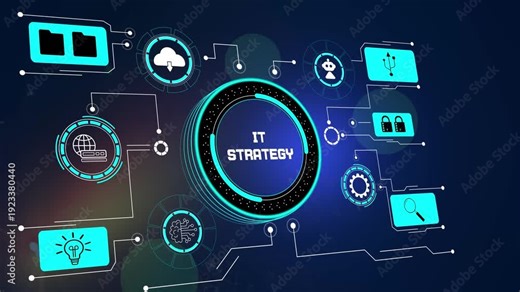 IT strategy planning concept, featuring digital infrastructure roadmap and corporate business alignment, for professional presentations