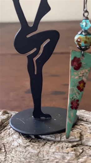 Enameled Copper Dangle Floral Earrings, Artisan Flower Lampwork Beads - Etsy