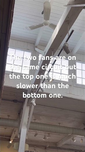 Single speed ceiling fans on a same circuit running on very different speeds