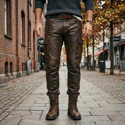 Men's Dark-brown Lambskin-leather Cargo-pants, Slim-fit Genuine Leather-trousers, Motorcycle Biker-pants, Utility Cargo-pocket Pants For-him - Etsy
