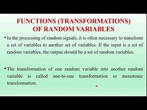 Functions (Transformations) of Random Variables