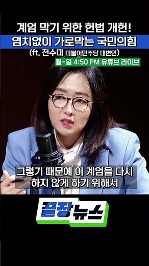 계엄 막기 위한 헌법 개헌! 염치없이 가로막는 국민의힘 #계엄 #개헌 #헌법 #우원식 #끝장뉴스
