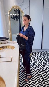 Feather detailing stone studded satin night dress is from @sheradesign7 Jaw line definer massager is from @toreeindia | roopalshahshah