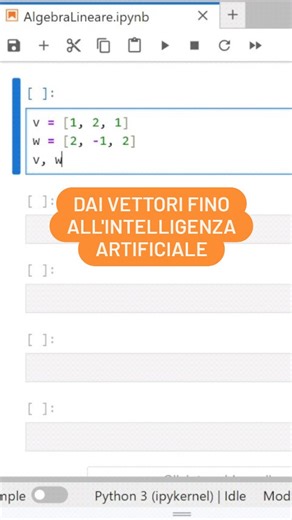 In questo breve video di antipasto dell'incontro di sabato 7 febbraio vediamo come la libreria Numpy di Python ci permette di lavorare con i vettori e, con poche istruzioni, svolgere uno dei calcoli fondamentali che è alla base delle tecniche di RAG dell'intelligenza artificiale. Vi aspetto sabato alle 15:30, portate anche carta e penna perché visualizzare graficamente quello che succede è fondamentale! Vi ricordo che il prezzo di 11€ al mese non fa riferimento solo a questo webinar, ma all'inte