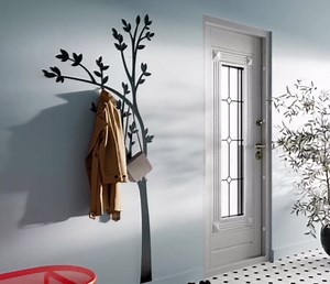 Tree Coat Rack Wall Mounted, 6 Hooks – Heavy Duty Metal Wall Art Hanger, Functional Entryway Organizer, Black Decorative Wall Mount Coat Rack, Vertical Style Design from Spain, 33 x 75 in