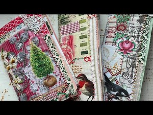 Flip through the four handmade Christmas junk journals with slow stitch covers