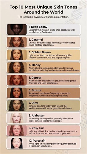 Top 10 Most Unique Skin Tones Around the World