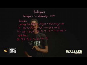 JSS1 | Mathematics | Integers | Integers in descending order