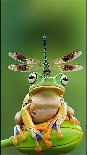 When the Tiny Dragonfly Meets the Color Changing Frog