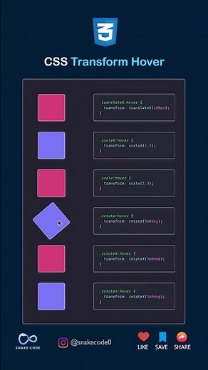 CSS Transform & Hover Effect #transform #animation #css3