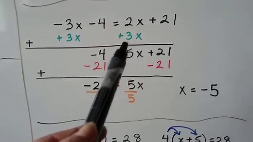 G.E.D. Math 19b, Solving multi-step Algebra equations