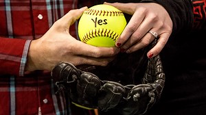 'Pitch me your answer': Couple have softball-themed proposal