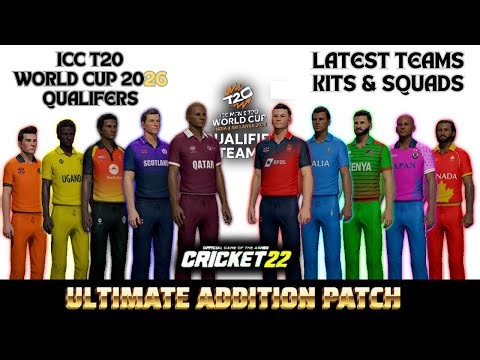 CRICKET 22: ICC T20 WORLD CUP 2026 QUALIFIERS KITS & SQUADS PATCH DOWNLOAD! (LINK IN DESCRIPTION).