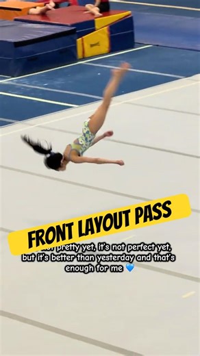 Front layout getting more consistent every rep #tumbling #cheer #gymnasticslife #gymnast #layout