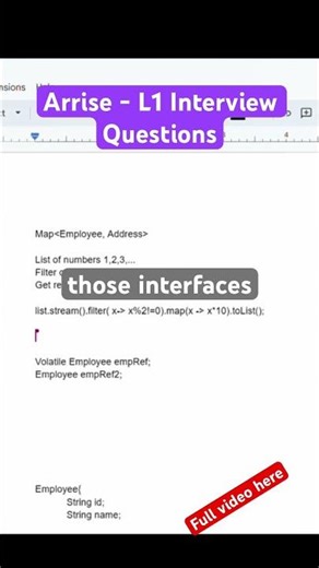 Java Interview Prep: Arrise 1st Round Questions Explained! #shorts #javainterviewquestions #java