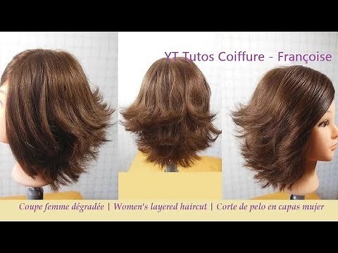 Layered Bob haircut tutorial / Coupe de cheveux dégradée Femme / Medium haircut